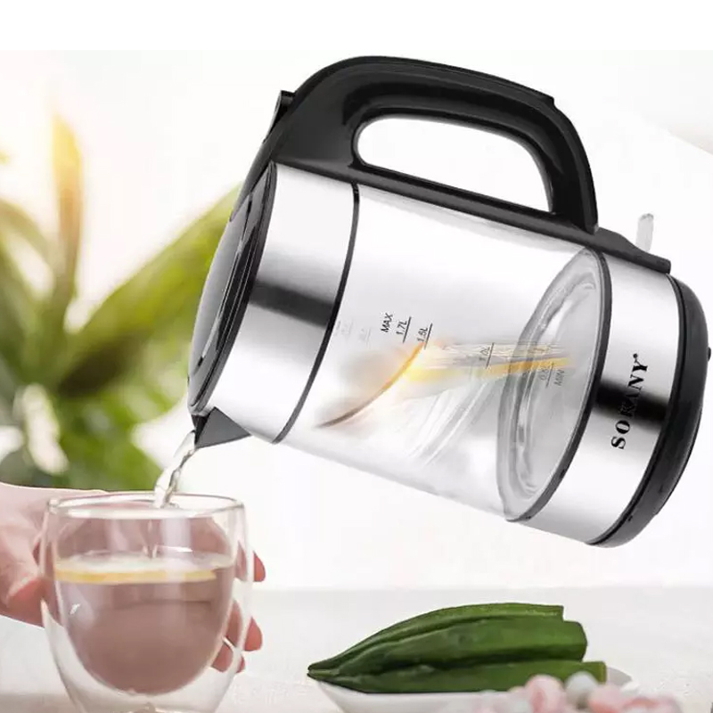 Sokany Ηλεκτρικός Διάφανος Βραστήρας 2200W 1.7L με Περιστρεφόμενη Βάση & LED Φωτισμό